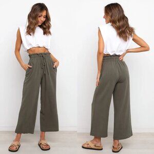 Petal & Pup Olive Green Wide Leg Drawstring Pants